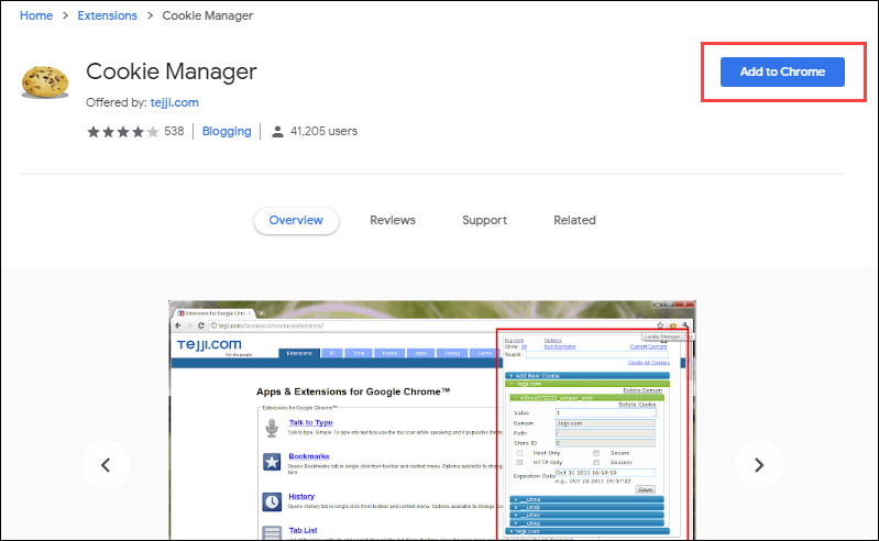 Chrome Cookie Manager