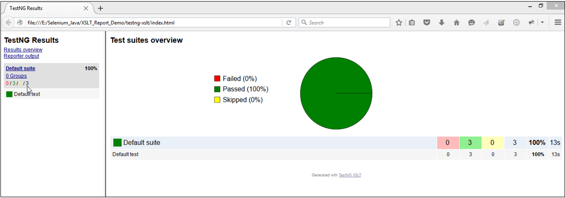 XSLT Report in Selenium