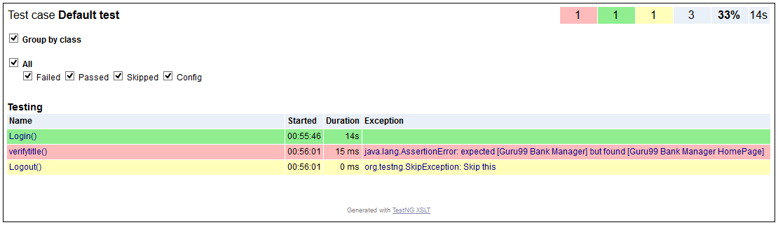 XSLT Report in Selenium